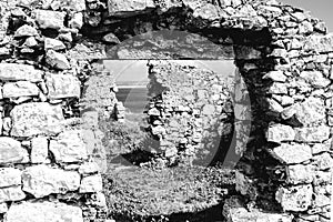 Detail of Ruins of Forte da Luz Fort of Light, on the Portuguese western coast, Peniche