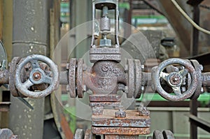 Closeup of rusty valve in pipeline