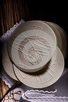 Detail of the Sacramental bread or Hosties