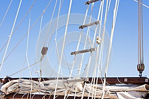 Detail of sailboat rigging and ladder