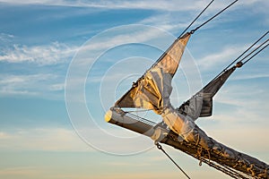 Detail of a sailing ship in Rostock, Germany