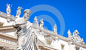 Saint Peter statue in front of Saint Peter Cathedral - Rome, Italy - Vatican City