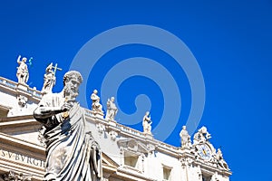 Saint Peter statue in front of Saint Peter Cathedral - Rome, Italy - Vatican City