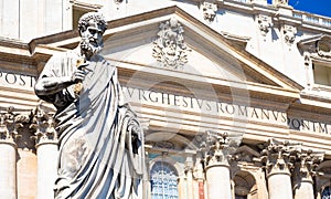 Saint Peter statue in front of Saint Peter Cathedral - Rome, Italy - Vatican City