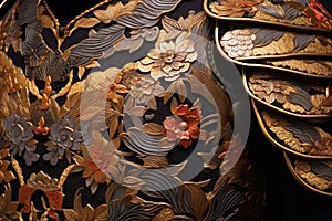 detail of samurai armors intricate patterns