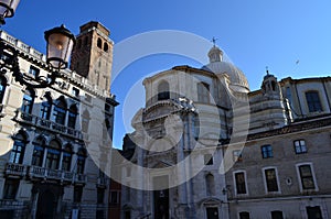 Detail of San Geremia Church in the sestiere of Cannaregio facing The Grand Canal in Venice, Italy photo