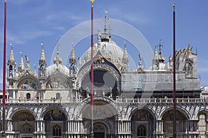 Detail of San Marco Basilica`s cupola in Venice