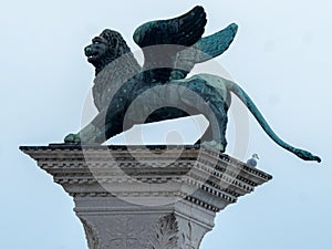 Detail of San Marco column, Venice, Italy