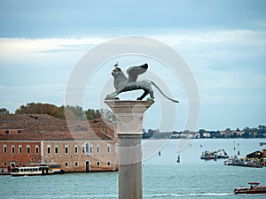 Detail of San Marco column, Venice, Italy