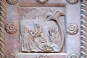 Detail of the San Ranieri gate of the Cathedral St. Mary in Pisa