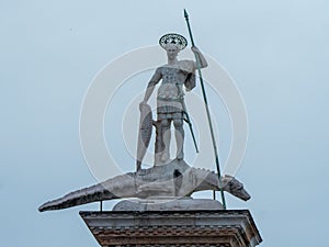 Detail of San Teodoro column, Venice, Italy