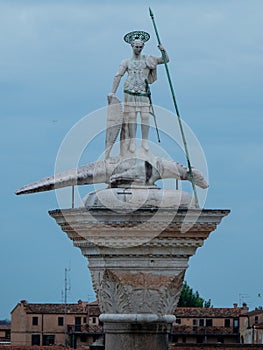 Detail of San Teodoro column, Venice, Italy