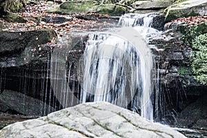 Satinske vodopady waterfalls near Malenovice village in Moravskoslezske Beskydy mountains photo