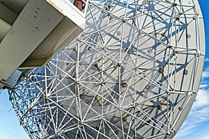 Detail of the scaffolding supporting a radio telescope dish