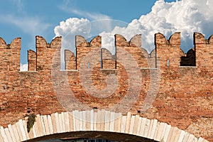 Detail of the Scaligero Bridge of Castelvecchio - Verona Veneto Italy