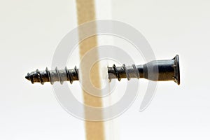 Detail of a screw going through a wall photo