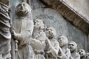 Detail of sculpture on Scuola Grande di San Giovanni Evangelistain Venice photo