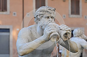 Detail sculpture Piazza Navona Fountain