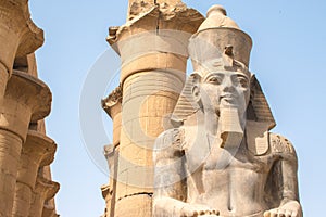 Detail of a sculpture of Ramses II in Luxor temple