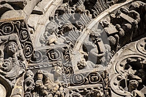 detail of the archivolts of the entrance of the Ourense cathedral photo