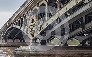 Detail of Sculptures decorating the two level bridge Bir Akime (Pont de Bir-Hakeim steel bridge