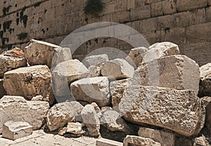 Detail of Second Temple Destruction at the Kotel in Jerusalem