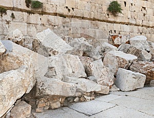 Detail of Second Temple Ruins in Jerusalem