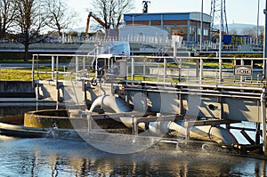 Detail of the secondary clarifier of a wastewater treatment plant