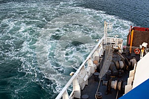 Detail of a section of the stern of a ferry boat