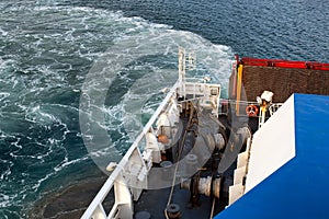 Detail of a section of the stern of a ferry boat