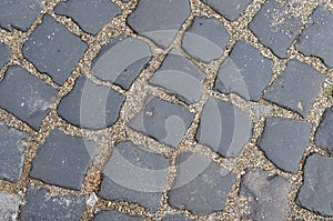 Detail of a sett stone pavement