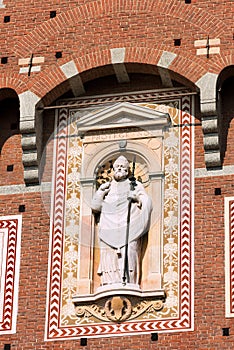 Detail of Sforza Castle in Milan Italy