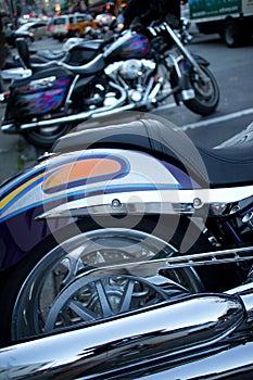 Detail of Shiny Chrome Tailpipe and Rear Wheel of Cruiser Style photo