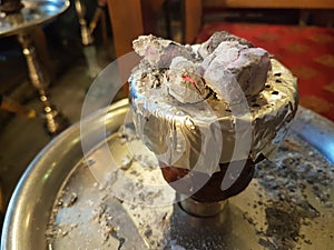 Detail of shisha with hot coals