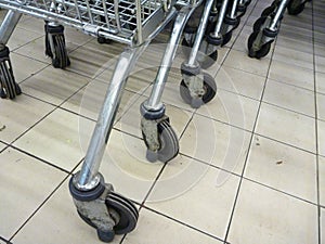 Detail of a shopping trolley wheels