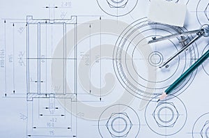 Detail shot of Architectural blueprints photo