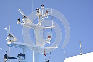 Detail shot of a ferry-boat radars. photo