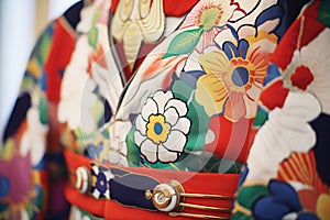 detail shot of intricate kabuki costume embroidery