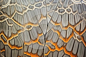 detail shot of painted lady butterfly wing - orange, black, white pattern