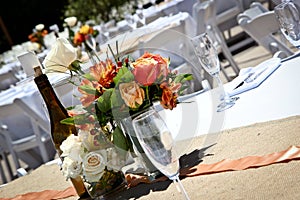 Detail shot of reception table decoration