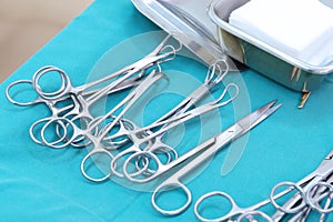 Detail shot of steralized surgery instruments