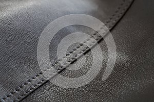 Detail shot of supple leather jacket with stitching
