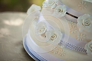 Detail shot of a wedding cake