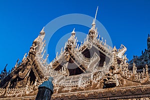 Detail of Shwenandaw Kyaung Monastery in Mandalay, Myanm