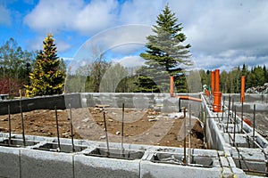 The detail of the simple foundations of the weekend cottage