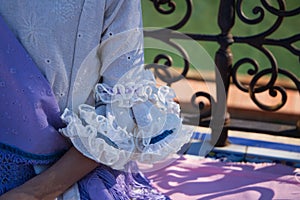 detail of the sleeve of a little girl's flamenco dress. Flamenco, cultural heritage of humanity