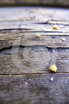 Breadcrumbs on a wood