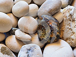 Detail of Smooth Marble Stones From the Ocean