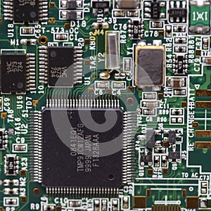 Detail of some of the components on an electronic board photo