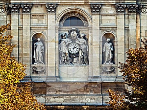The detail of Sorbonne college phasade
